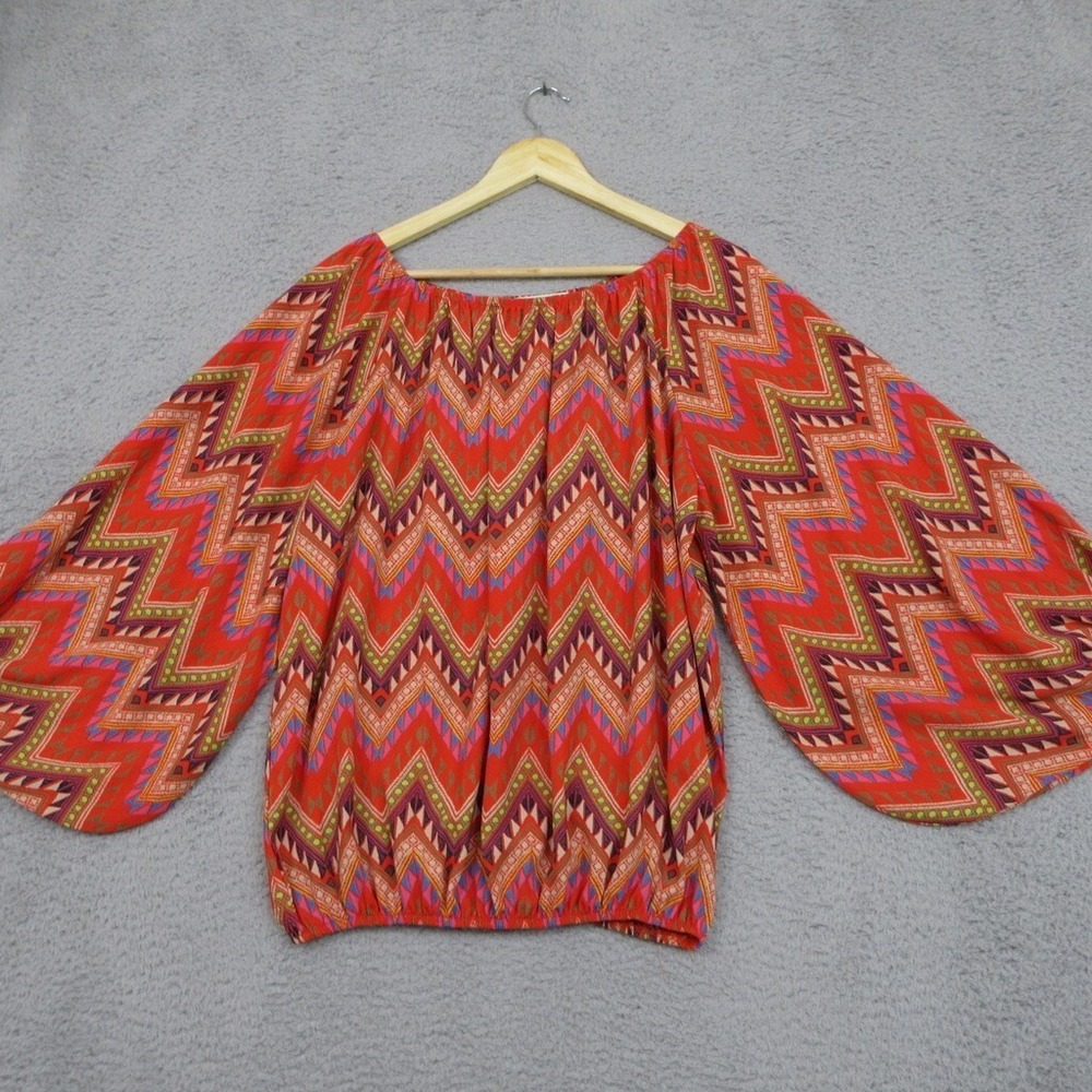 R Rouge Shirt Womens 2XL‎ Orange Aztec Indie Style Bohemian Dophmine Dressing